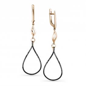 Золотые серьги Мастер Бриллиант 01M2-107-582-48 с чёрным бриллиантом 01M2-107-582-48 фото